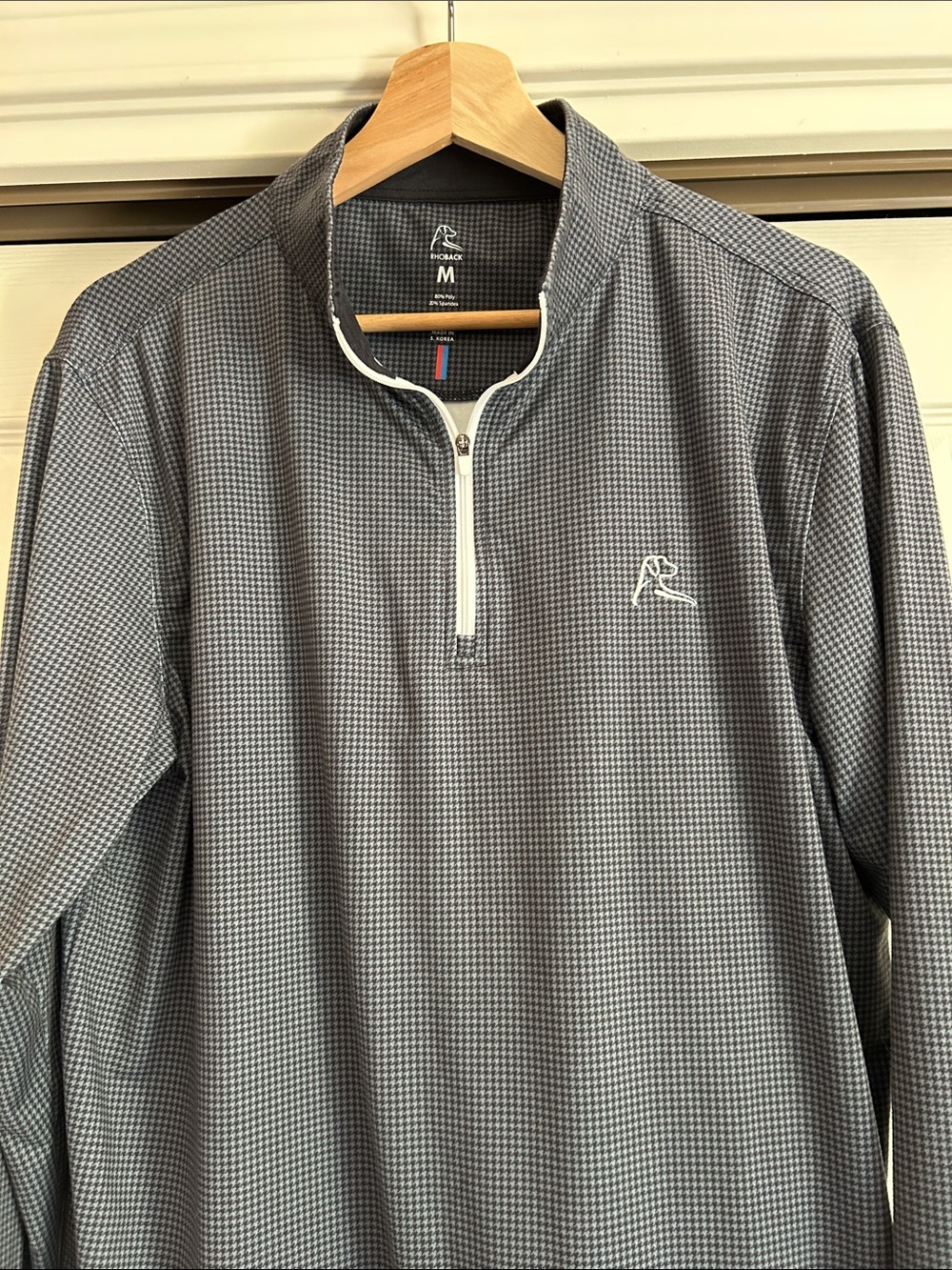 Rhoback Men's "The Dogtooth" Houndstooth Quarter-Zip Pullover Size Medium